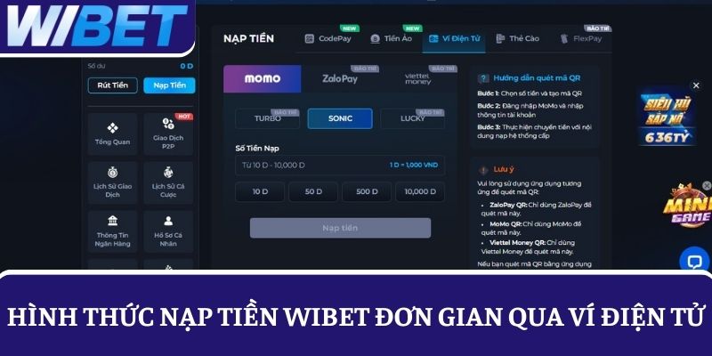 nạp tiền WIBET qua ví điện tử