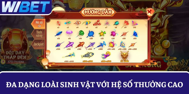 Đa dạng các loài sinh vật với hệ số thưởng cao