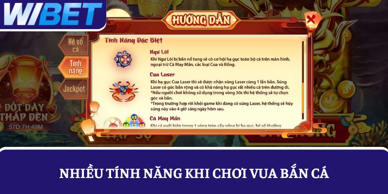 Nhiều tính năng khi chơi Vua bắn cá